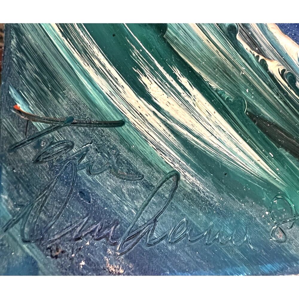 RARE 1996 Lighthouse Scene Painted on Mirror Signed Art Piece by Tom Dunham - Picture 8 of 9